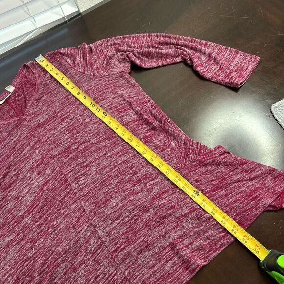 LOGO By Lori Goldstein Women’s Red Heathered V Neck Long Sleeve Top Size 1X - Picture 12 of 14